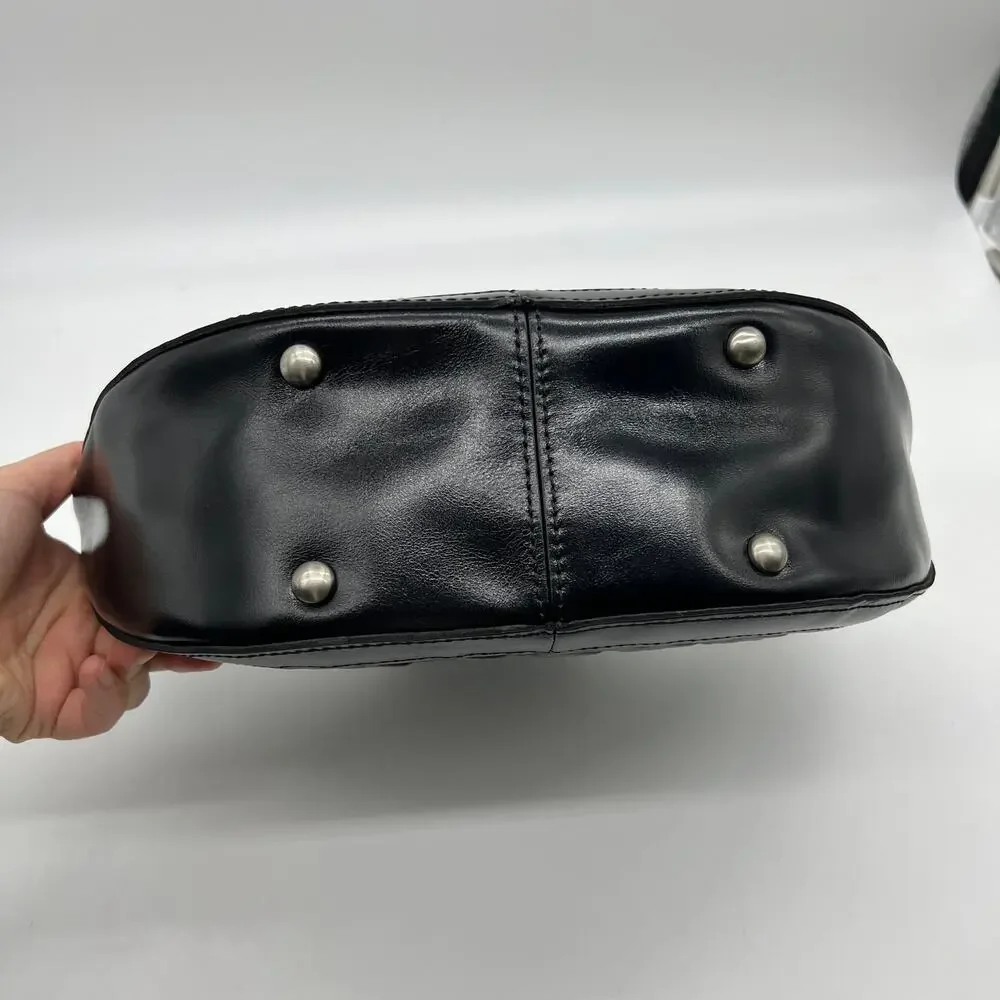 Patricia Nash Leather Ossi Satchel with Crossbody Strap Black